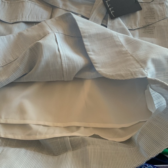 Nicole Miller Chambray/White Stripe Tie Front and working pockets Skirt NWT - Picture 5 of 6